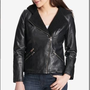 levis leather jacket with hood